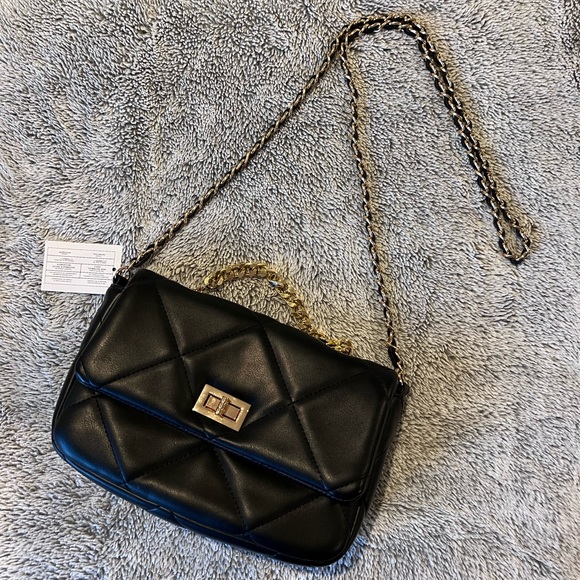 NWT! EMILY QUILTED CHAIN CROSSBODY BAG - BLACK - Picture 4 of 4